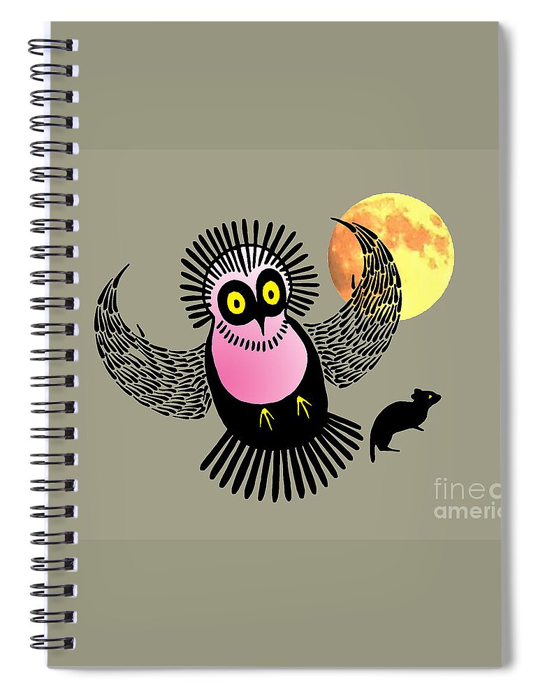 Owl Spiral Notebook featuring the mixed media Wasis First Hunt by Art MacKay