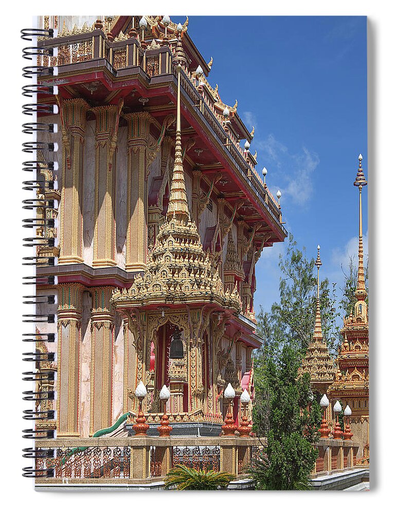 Scenic Spiral Notebook featuring the photograph Wat Chalong Phramahathat Chedi Corner Tower DTHP410 by Gerry Gantt
