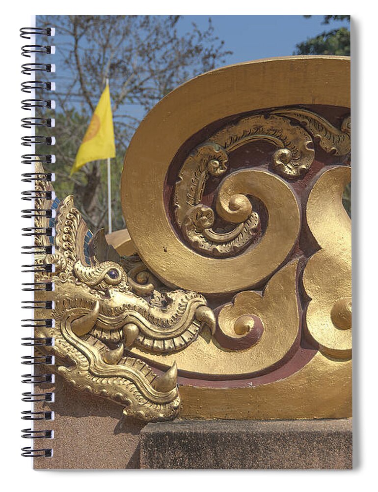 Scenic Spiral Notebook featuring the photograph Wat Chedi Liem Phra Ubosot Makara and Stylized Naga DTHCM0838 by Gerry Gantt