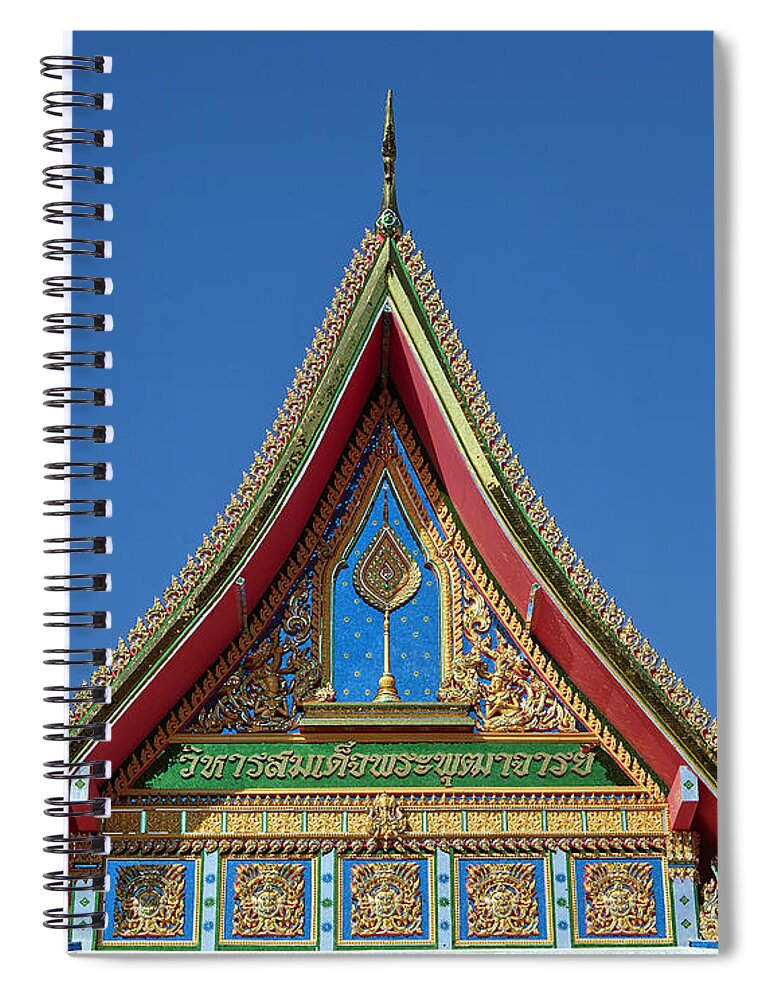 Scenic Spiral Notebook featuring the photograph Wat Warinthraram Wiharn Gable DTHU506 by Gerry Gantt