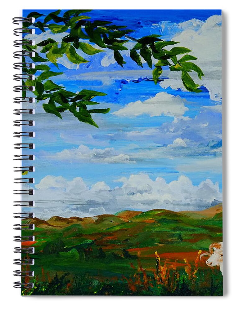 Navajo Churro Paintings Spiral Notebook featuring the painting Watching by Cheryl Nancy Ann Gordon