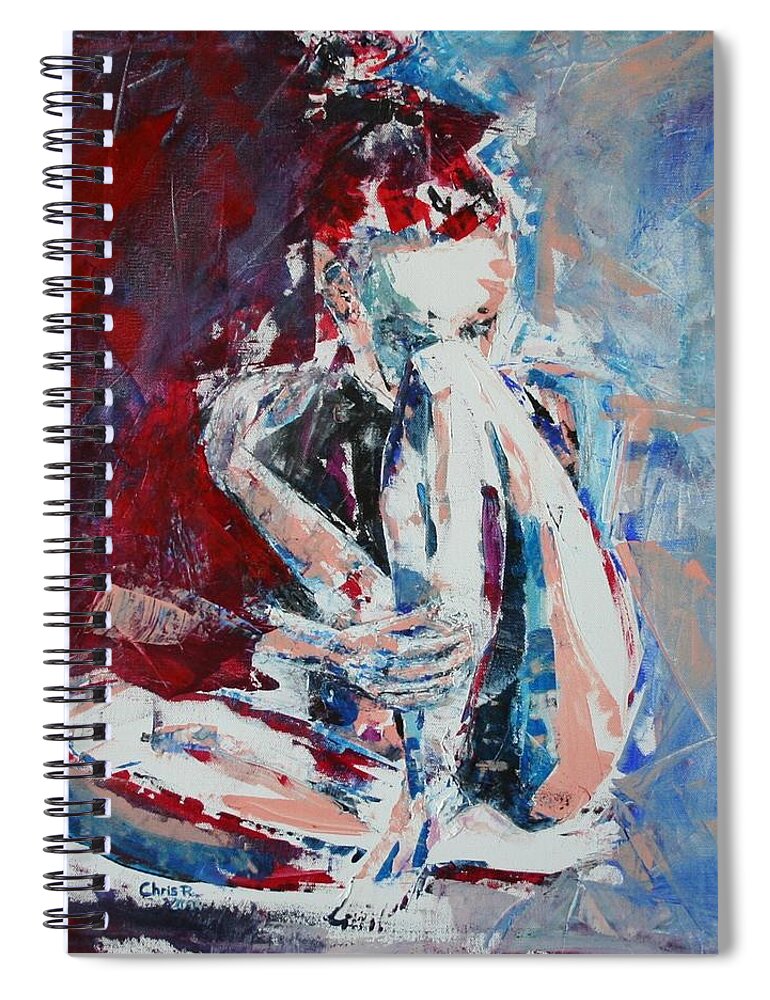 Nude Spiral Notebook featuring the painting Watching Stars Without You by Christel Roelandt