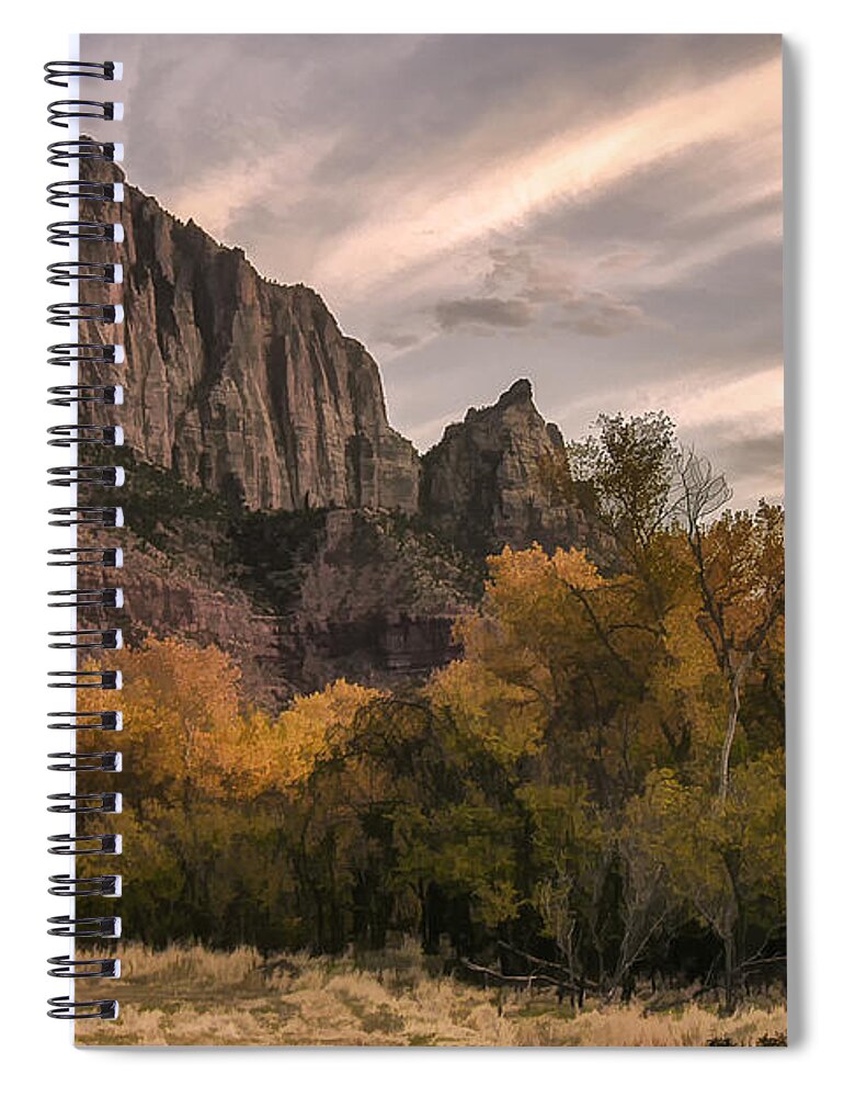 Landscape Spiral Notebook featuring the photograph Watchman in Watercolor by Erika Fawcett