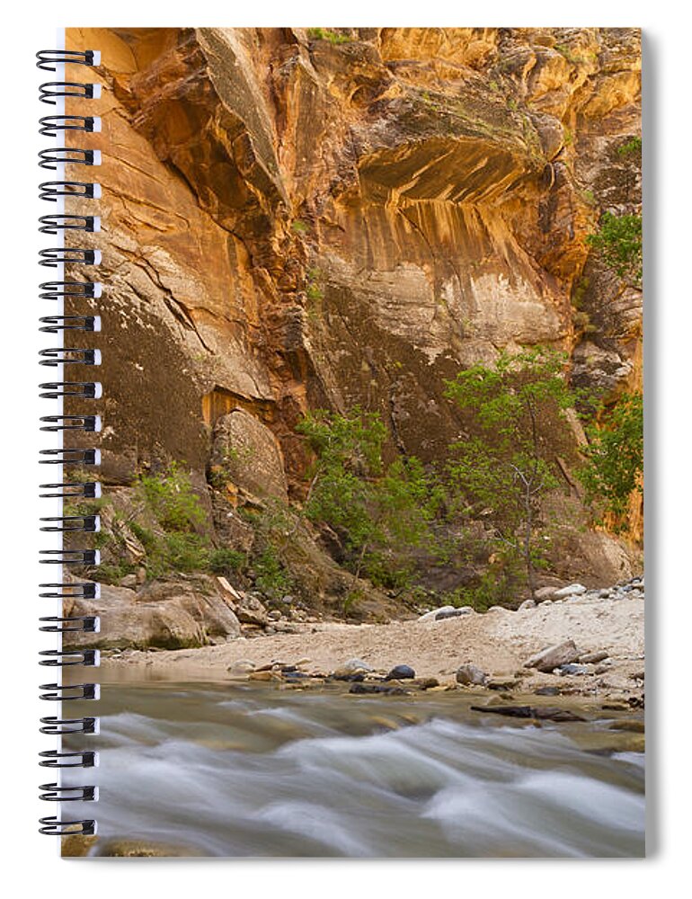 Zion Spiral Notebook featuring the photograph Water in the Narrows by Bryan Keil