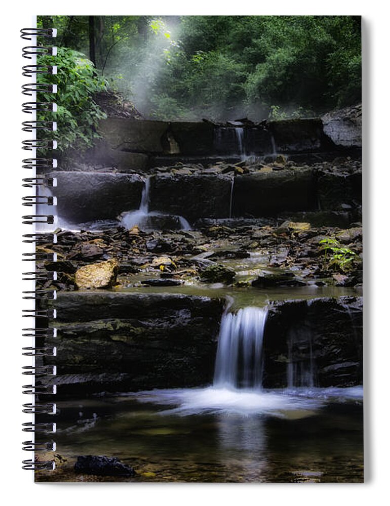 Water Spiral Notebook featuring the photograph Water Steps in Fairmount Park by Bill Cannon