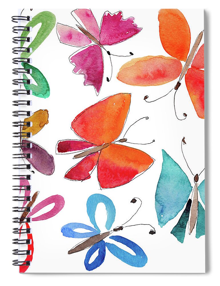 Watercolor Painting Spiral Notebook featuring the digital art Watercolor Butterflies by Anndoronina