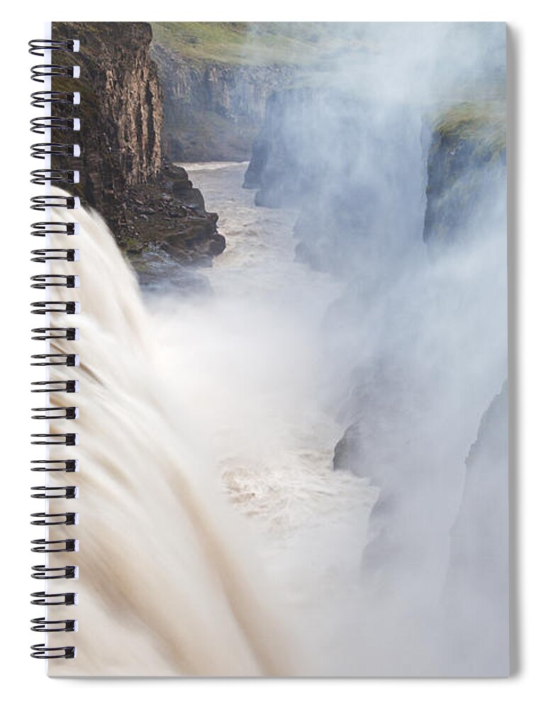 Heike Odermatt Spiral Notebook featuring the photograph Waterfall And Gorge Gullfoss Waterfall by Heike Odermatt