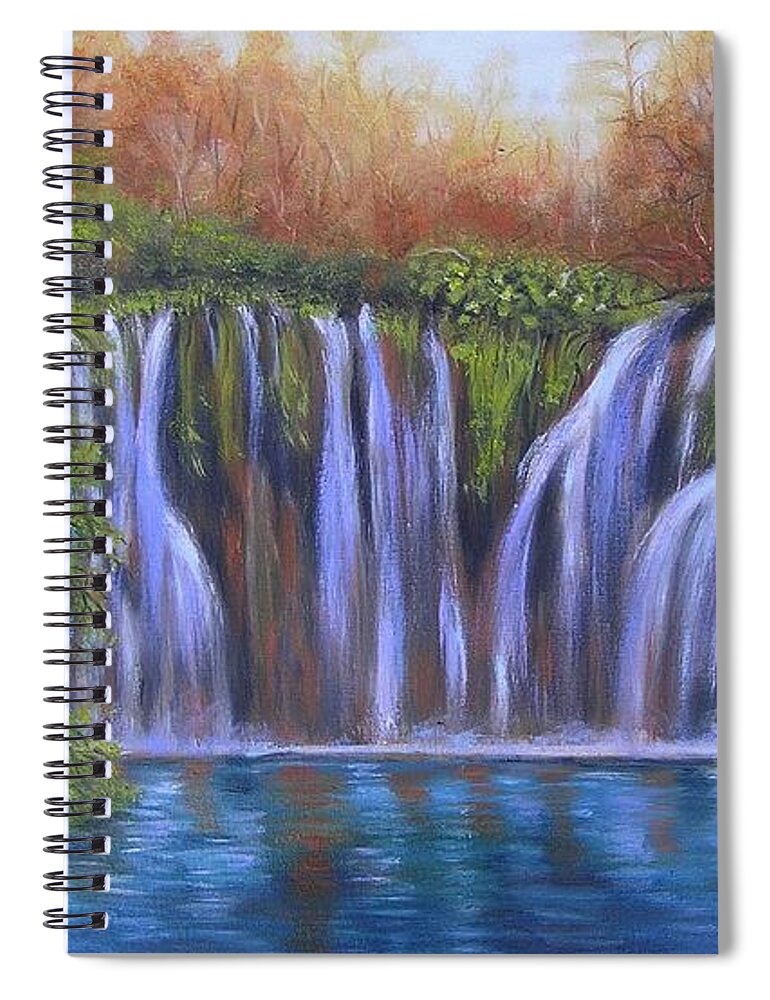 Waterfalls Spiral Notebook featuring the painting Waterfalls - Plitvice Lakes by Vesna Martinjak