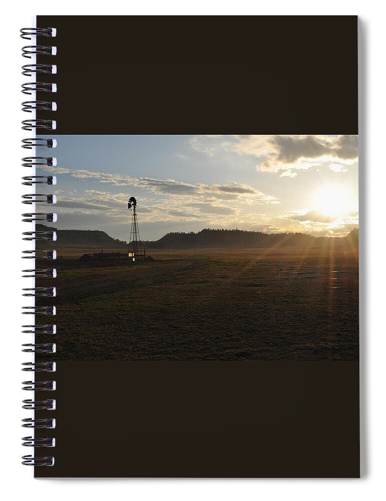 Windmill Spiral Notebook featuring the photograph Watering Hole on the Prairie by Mike Helland