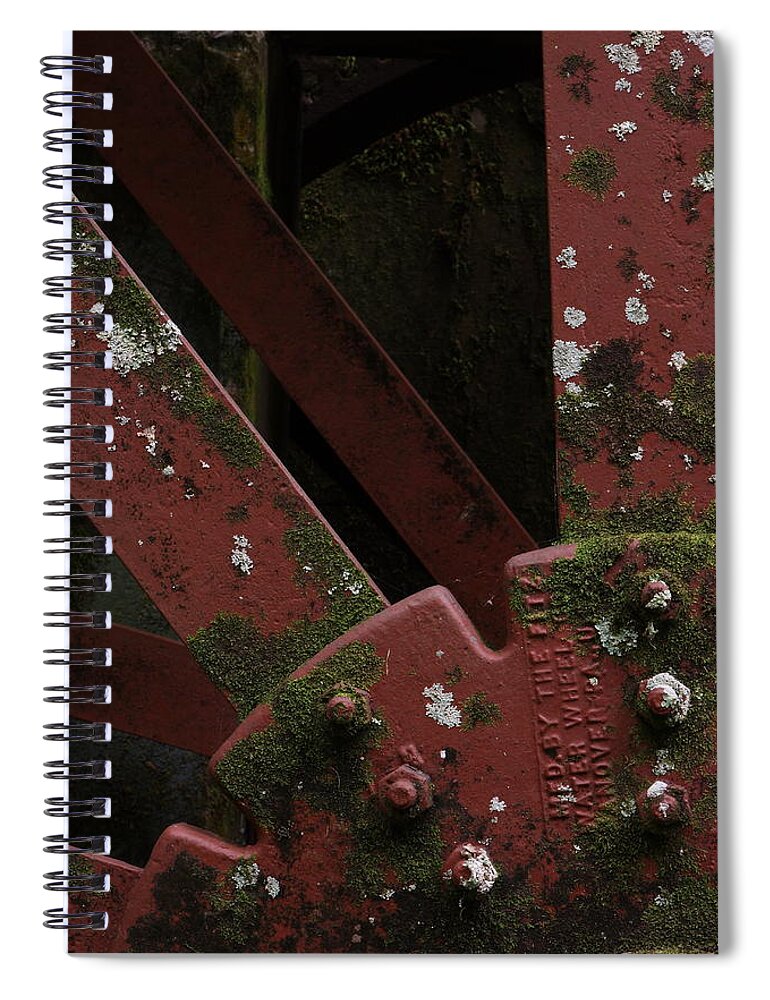 Waterwheel Hub Spiral Notebook featuring the photograph Waterwheel Up Close by Daniel Reed