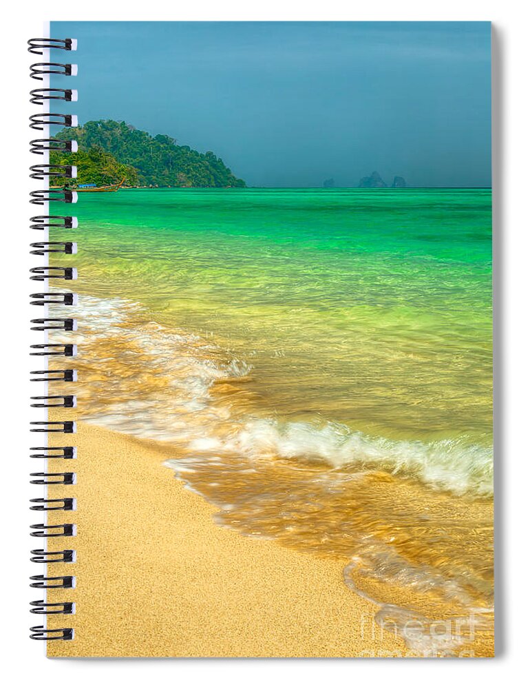 Asia Spiral Notebook featuring the photograph Waves by Adrian Evans