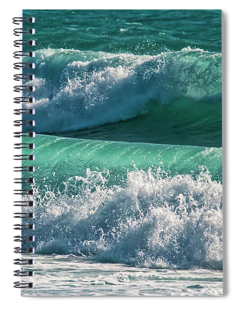 Water's Edge Spiral Notebook featuring the photograph Waves In The Sea by Cirano83