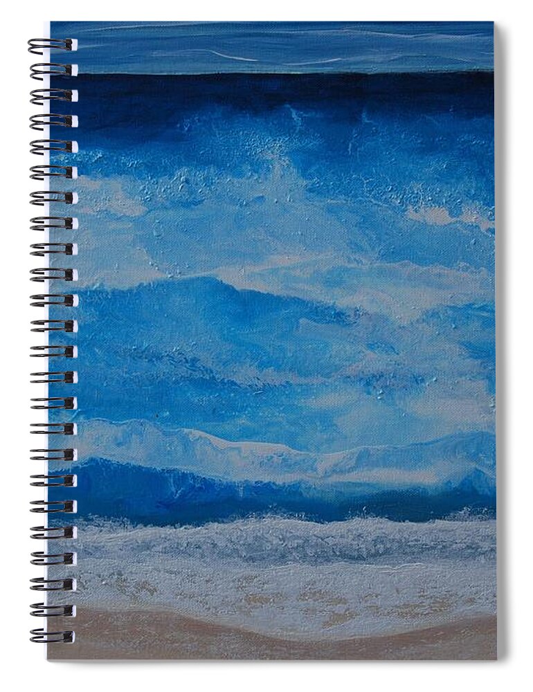 Indigo Spiral Notebook featuring the painting Waves by Linda Bailey
