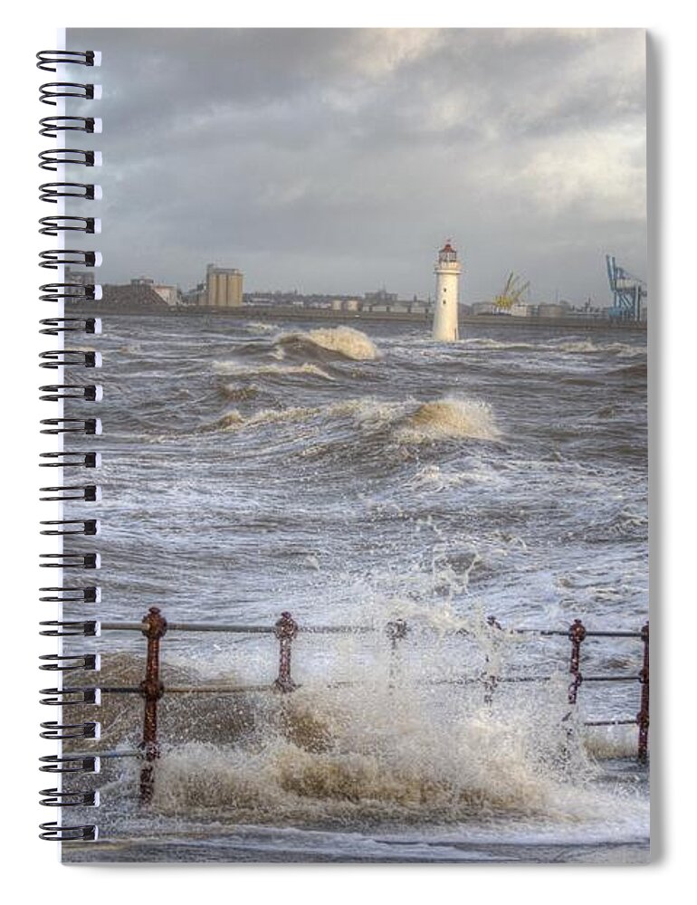 Lighthouse Spiral Notebook featuring the photograph Waves On The Slipway by Spikey Mouse Photography