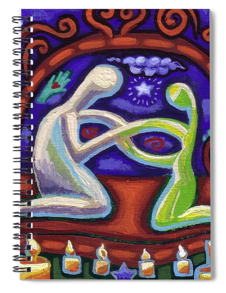 Woman Spiral Notebook featuring the painting We Are Connected by Genevieve Esson