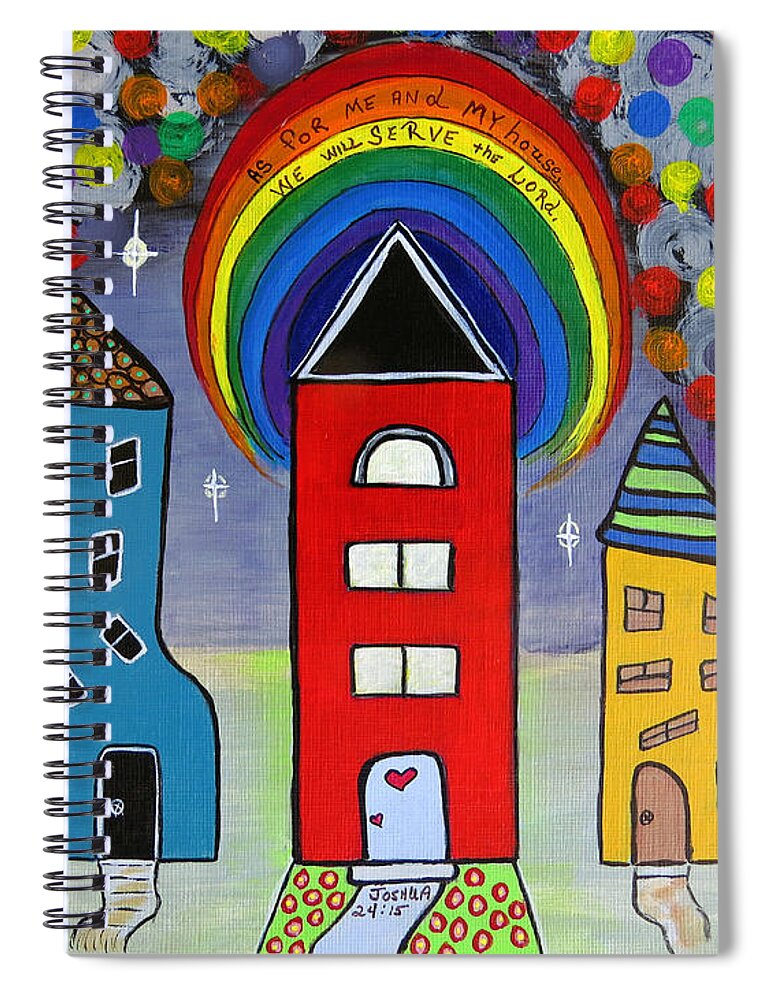 Lord Spiral Notebook featuring the painting We Choose to Serve - Original Whimsical Folk Art Painting by Ella Kaye Dickey