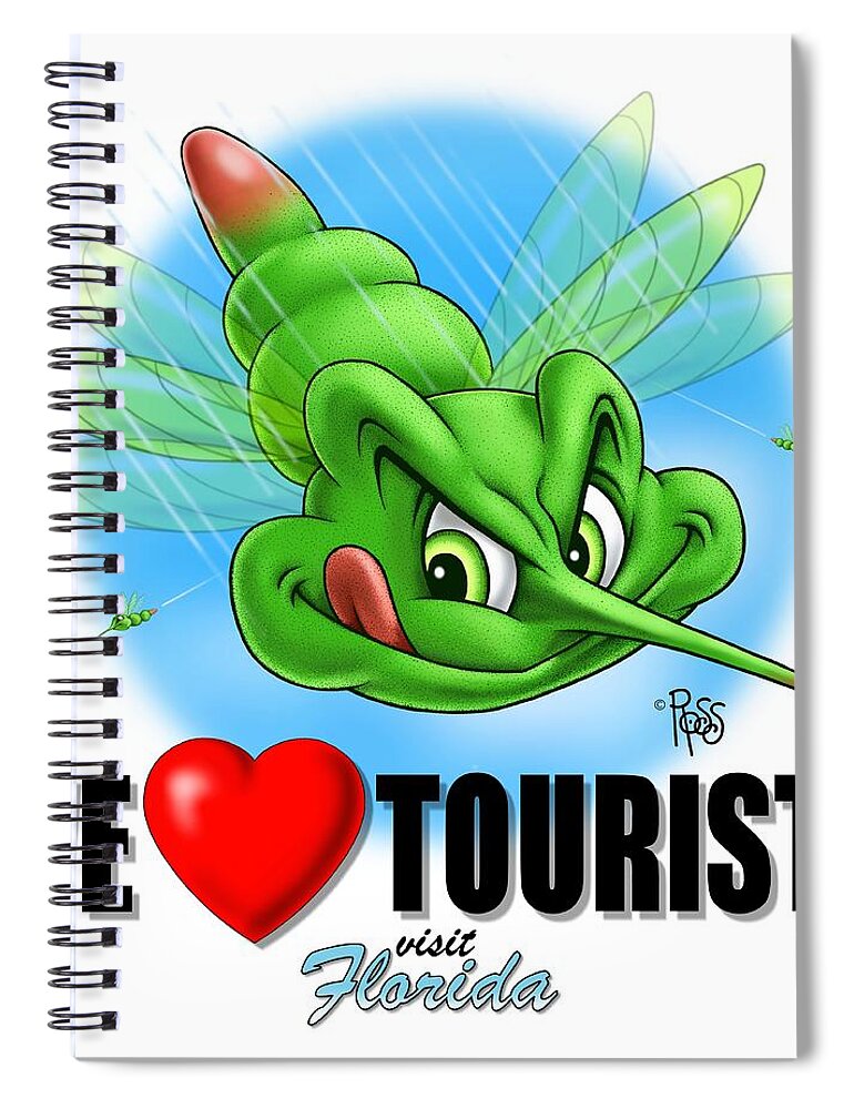 Animals Spiral Notebook featuring the digital art We Love Tourists Mosquito by Scott Ross