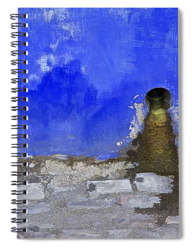 Artistic Spiral Notebook featuring the photograph Weathered Blue Wall of Old World Europe by David Letts