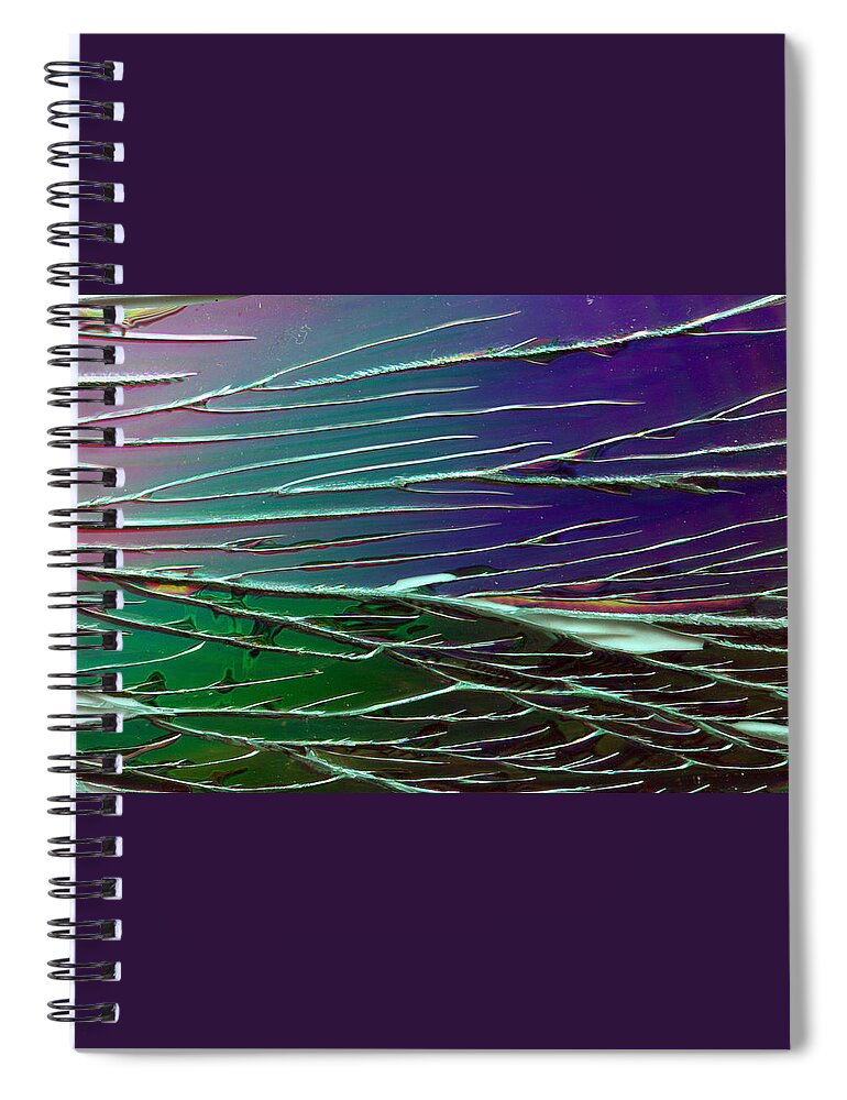 Web Spiral Notebook featuring the photograph Webs of Green and Purple by Lynn Hansen