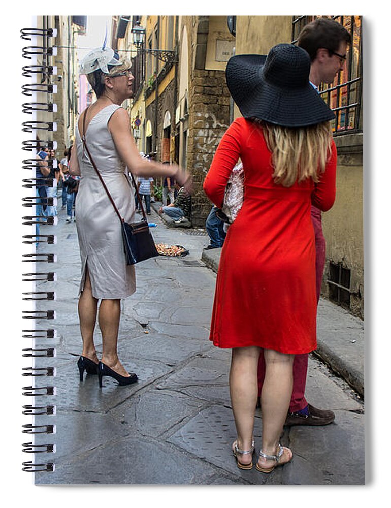 Street Life Spiral Notebook featuring the photograph Wedding or Shopping by Weir Here And There
