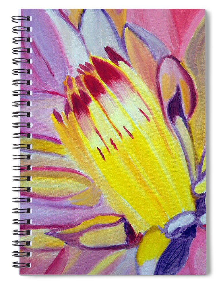Flower Spiral Notebook featuring the painting Welcoming the Sun by Meryl Goudey