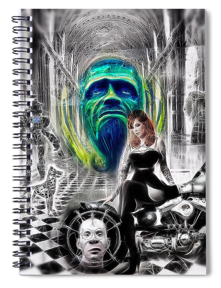 Wizard Of Oz Spiral Notebook featuring the mixed media We're Not In Kansas Anymore by Russell Pierce