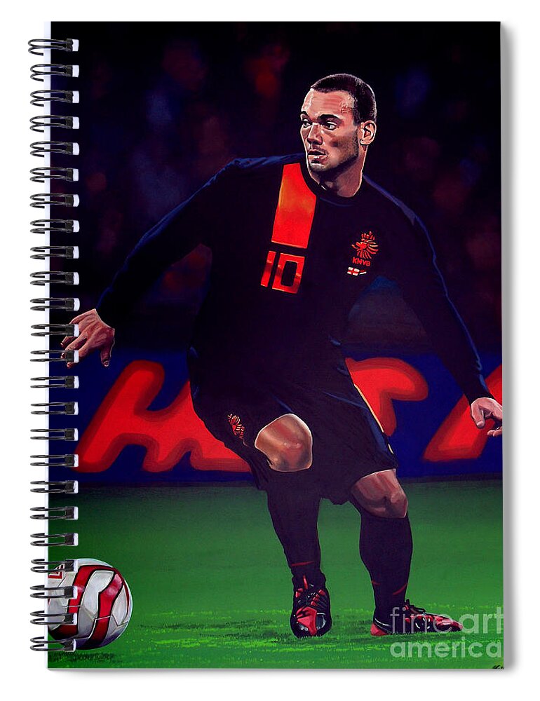Wesley Sneijder Spiral Notebook featuring the painting Wesley Sneijder by Paul Meijering