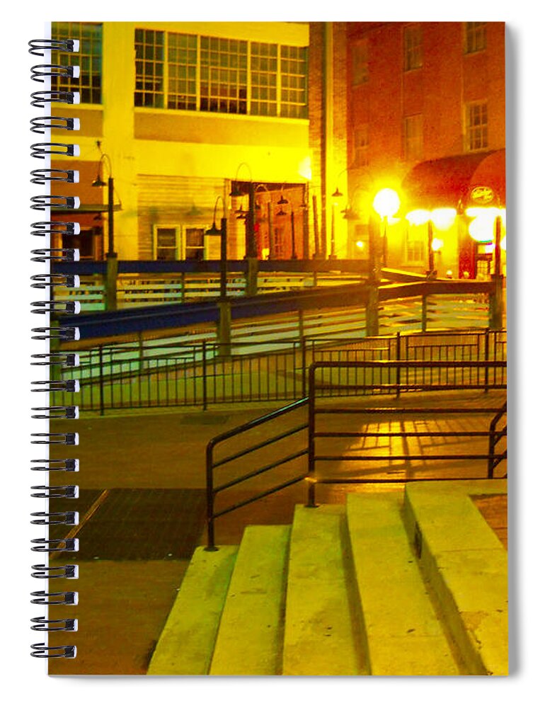 Steps Spiral Notebook featuring the photograph West End Night Lighted Steps by Pamela Smale Williams