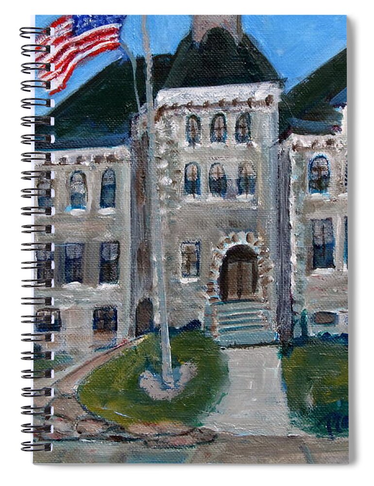 Painting Of Canajoharie Landmark Spiral Notebook featuring the painting West Hill School in Canajoharie New York by Betty Pieper