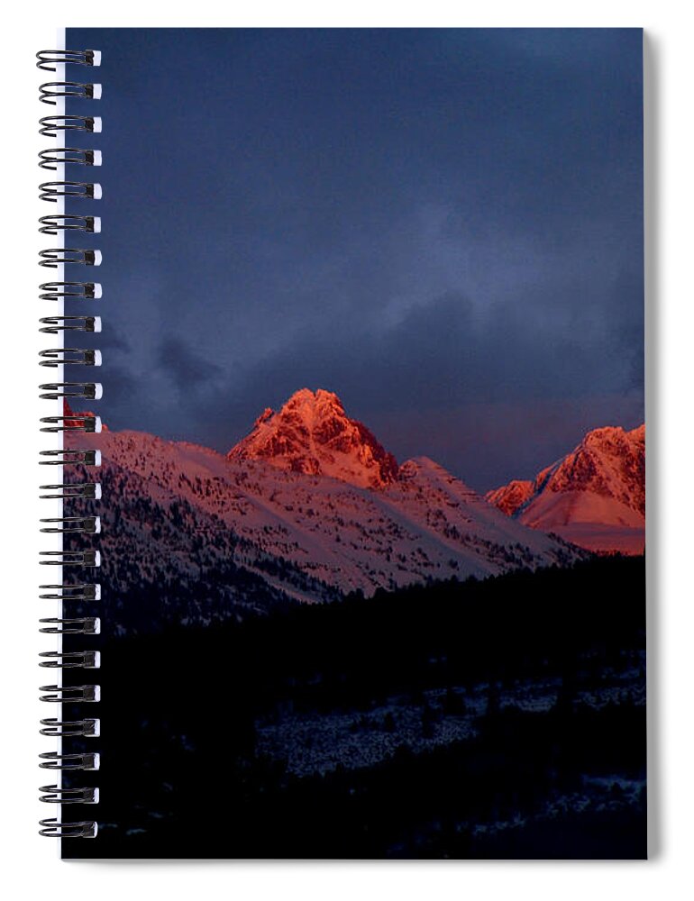 Tetons Spiral Notebook featuring the photograph West Side Teton Sunset by Raymond Salani III