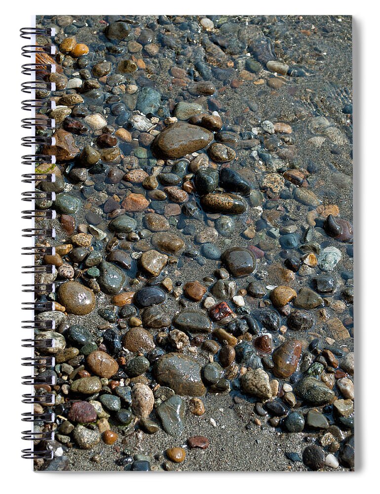 Stones Spiral Notebook featuring the photograph Wet Stones on Beach by Tikvah's Hope