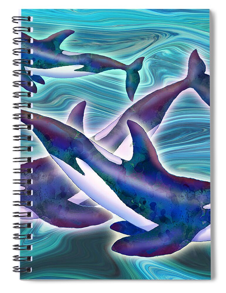 Whale Spiral Notebook featuring the mixed media Whale Whimsey by Teresa Ascone