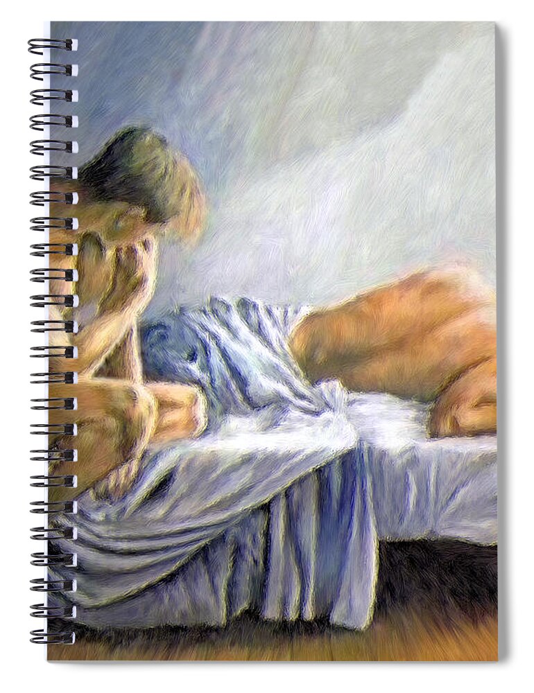Dreaming Spiral Notebook featuring the painting What is He Dreaming by Troy Caperton