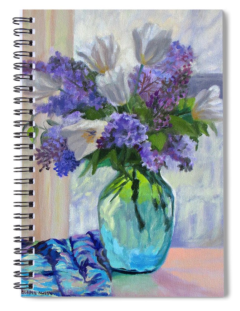 Lilacs Spiral Notebook featuring the painting When Lilacs Bloomed by Bonnie Mason