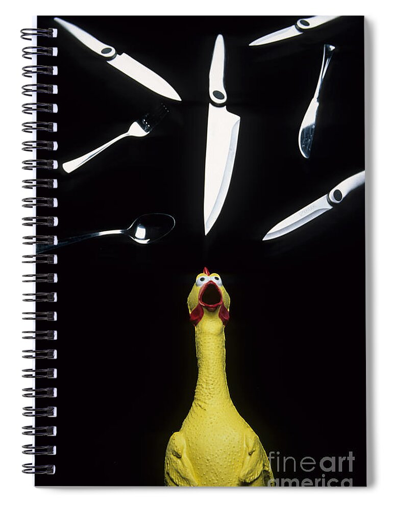Rubber Chicken Spiral Notebook featuring the photograph When Rubber Chickens Juggle by Bob Christopher