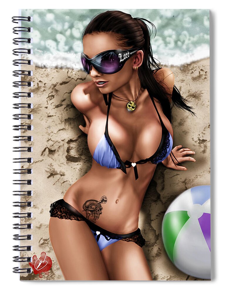 Beach Spiral Notebook featuring the painting When the sun goes down by Pete Tapang