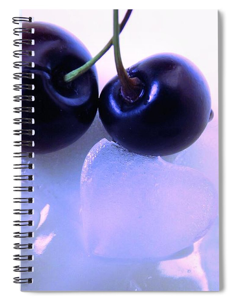 Cherries Spiral Notebook featuring the photograph When Two Hearts Become One by Robyn King
