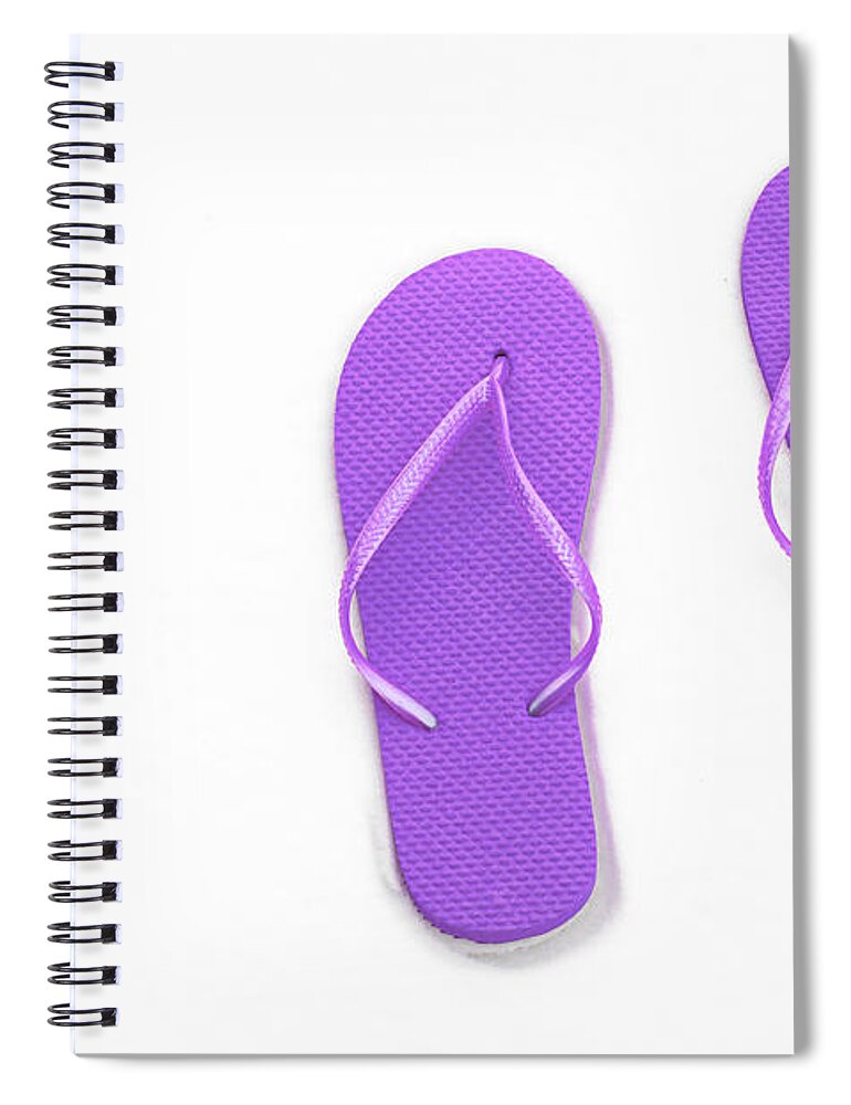 Andee Design Flip Flops Spiral Notebook featuring the photograph Where On Earth Is Spring - My Purple Flip Flops Are Waiting by Andee Design