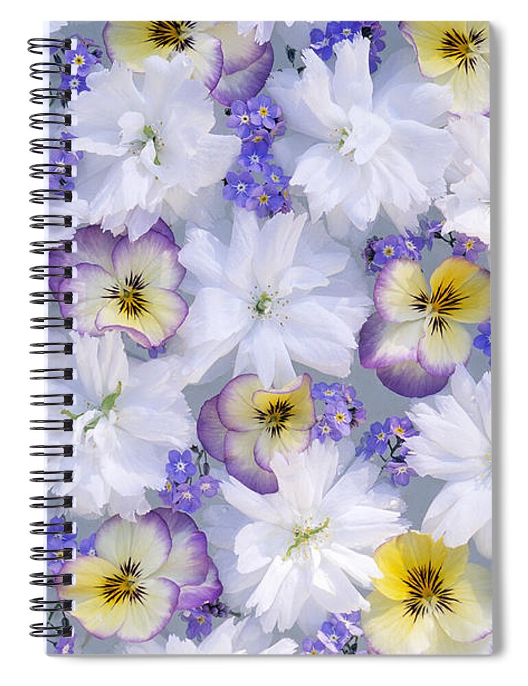 00280865 Spiral Notebook featuring the photograph White And Purple Flowers by Jan Vermeer