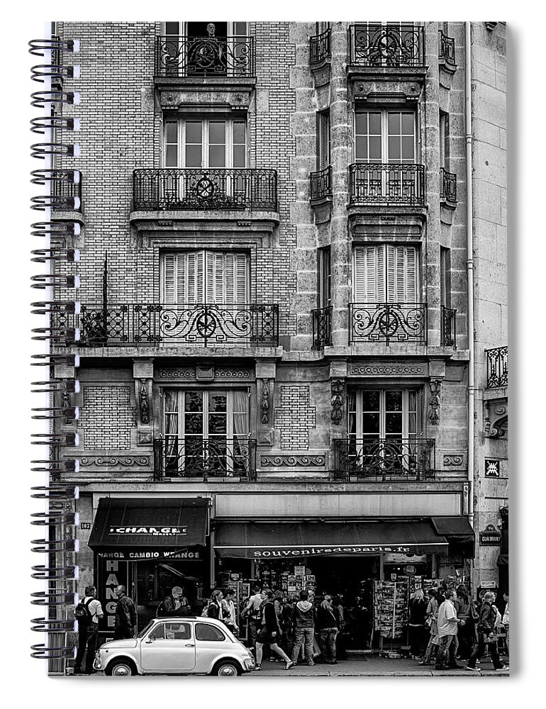Paris Spiral Notebook featuring the photograph White Car in Paris by Nigel R Bell