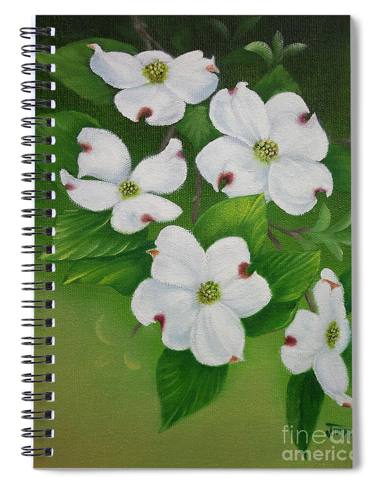 Dogwoods Spiral Notebook featuring the painting White Dogwoods by Jimmie Bartlett