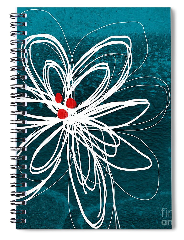 Abstract Spiral Notebook featuring the painting White Flower by Linda Woods