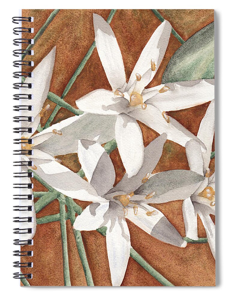 White Spiral Notebook featuring the painting White Flowers by Ken Powers