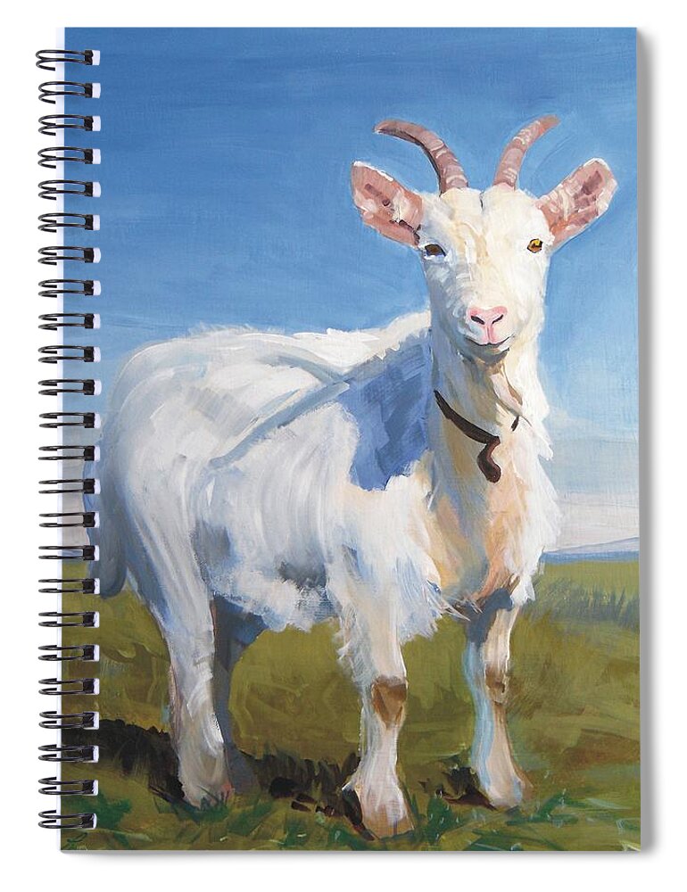 Goats Spiral Notebook featuring the painting White Goat by Mike Jory