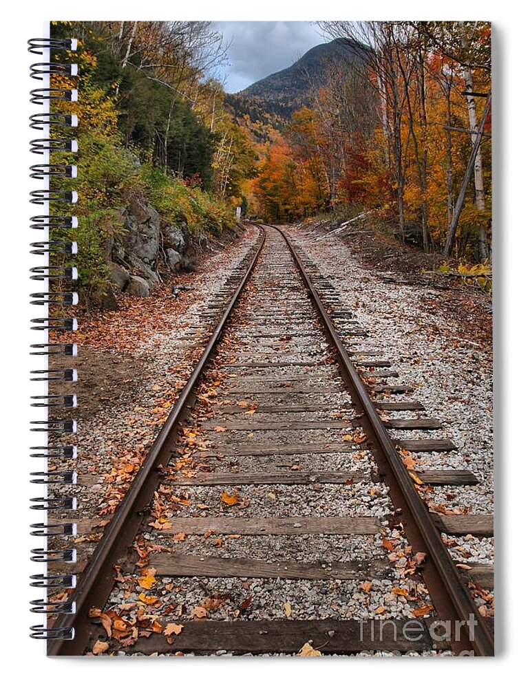 White Mountains Spiral Notebook featuring the photograph White Mountains Railroad Tracks by Adam Jewell