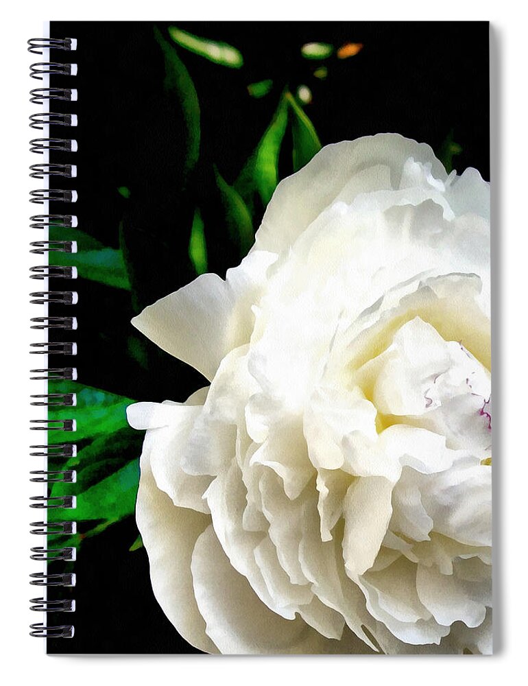 Single Spiral Notebook featuring the photograph White Peony by Michelle Calkins