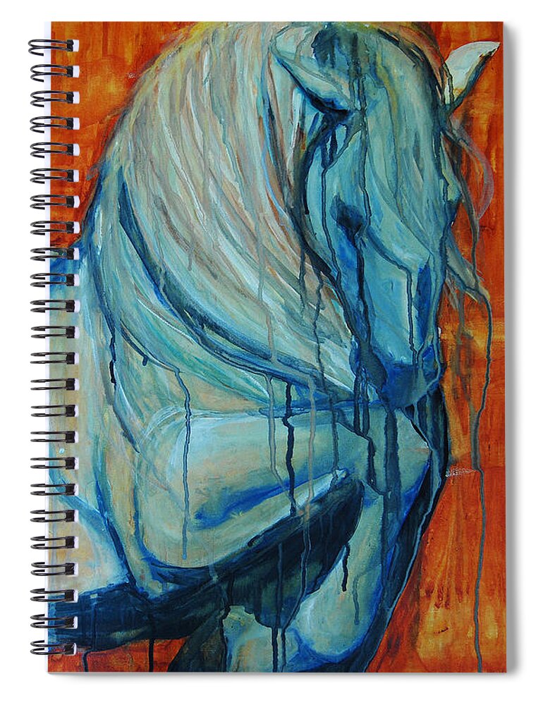 Horses Spiral Notebook featuring the painting White Stallion 1 by Jani Freimann