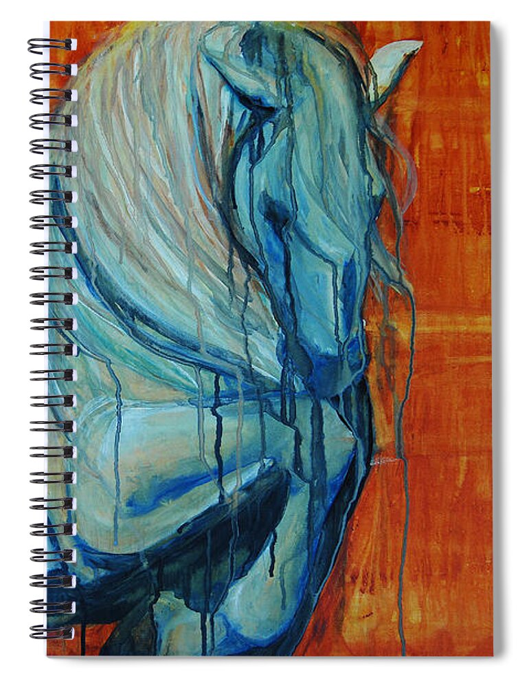 Horses Spiral Notebook featuring the painting White Stallion by Jani Freimann