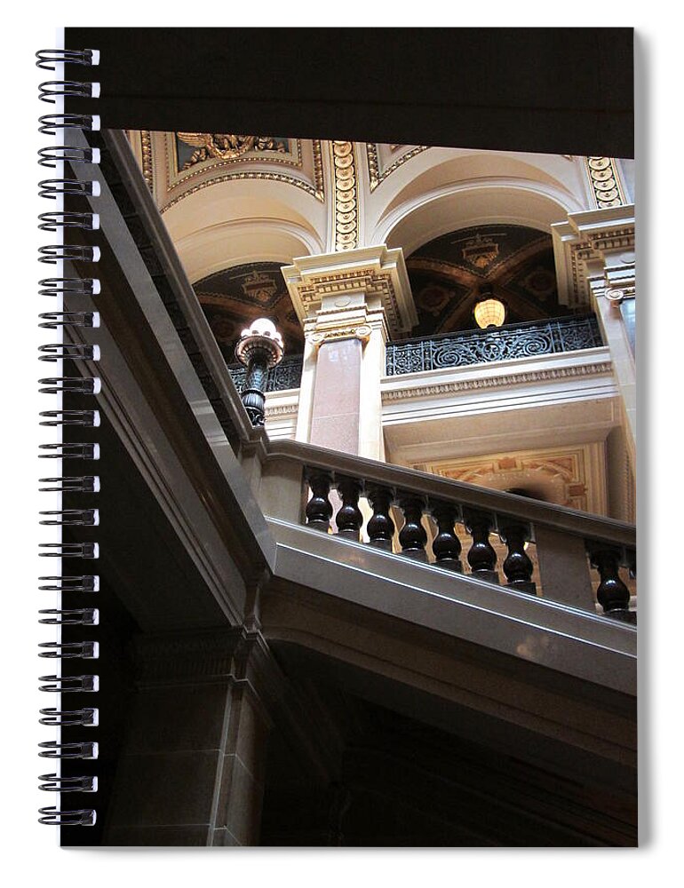 State Capitol Spiral Notebook featuring the photograph WI State Capitol Architecture 5 by Anita Burgermeister