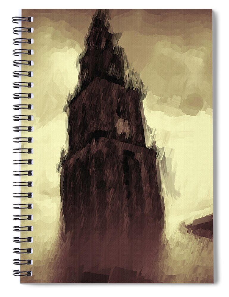 Tower Spiral Notebook featuring the painting Wicked Tower by Inspirowl Design
